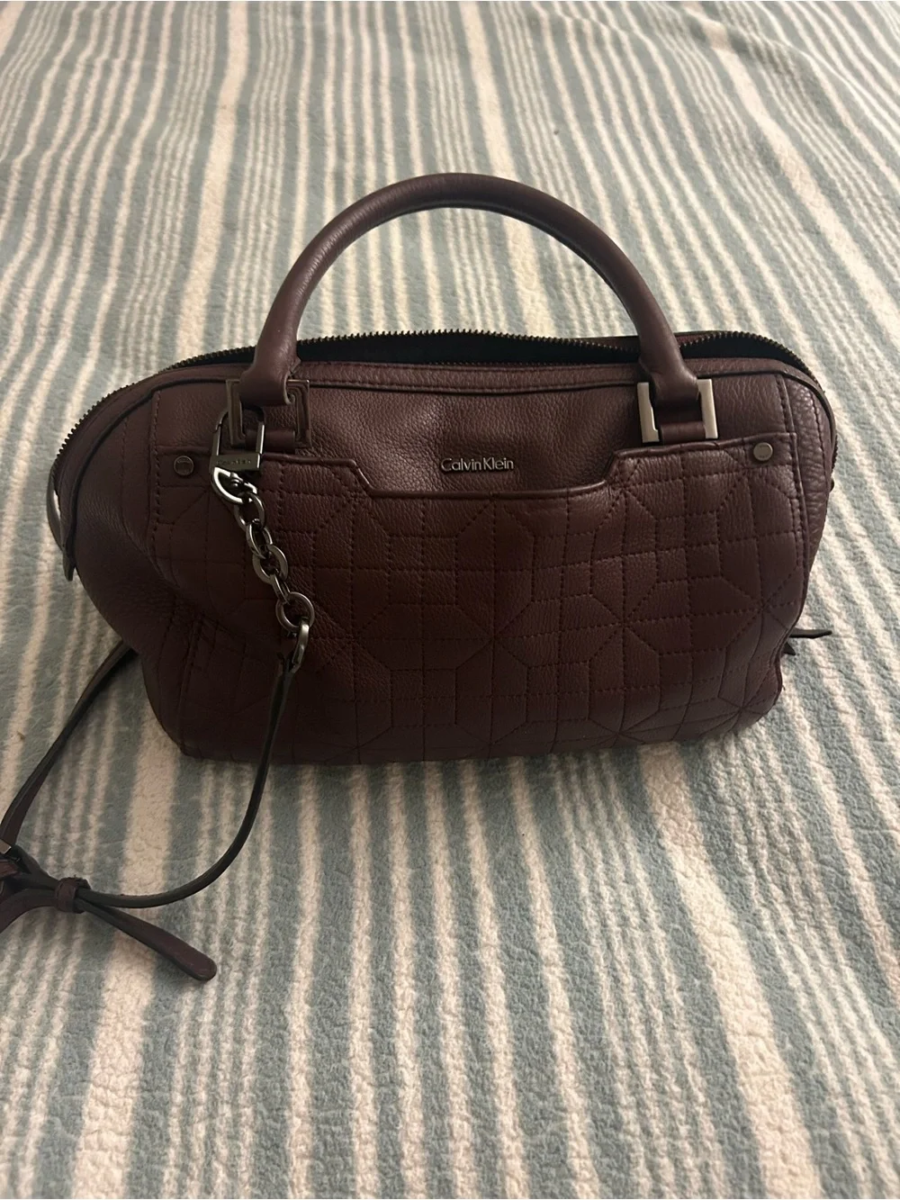 Calvin Klein Quilted Satchel in Burgundy